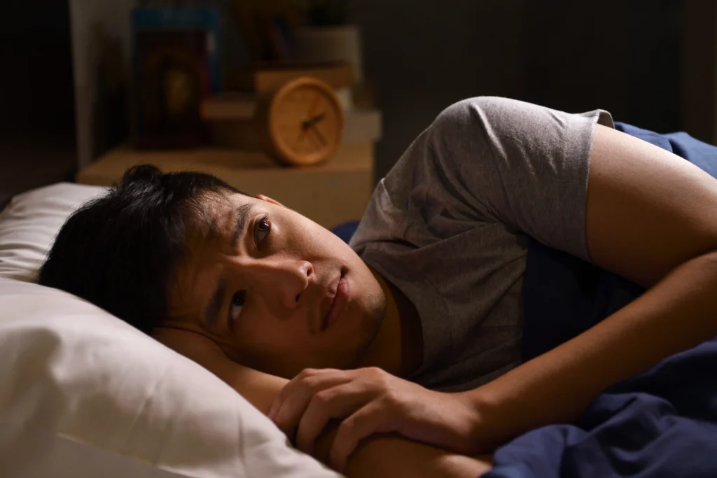 A man unable to Sleep due to Side Effects of Missing a Dose of Zoloft.