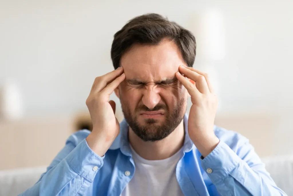 Man experiencing headache while taking methylprednisolone