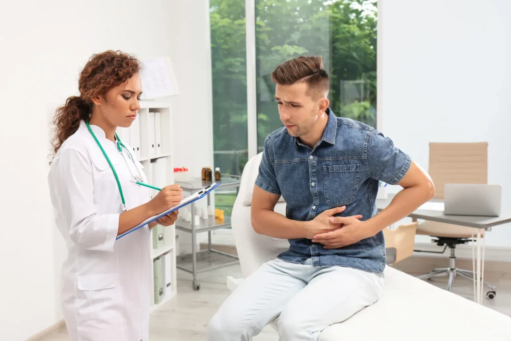 Patient with abdominal pain seeking medical attention for severe diarrhea