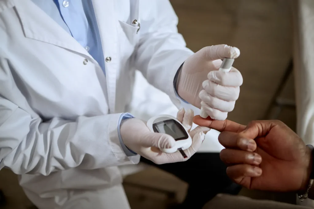 Blood sugar being checked after missing a Lantus dose